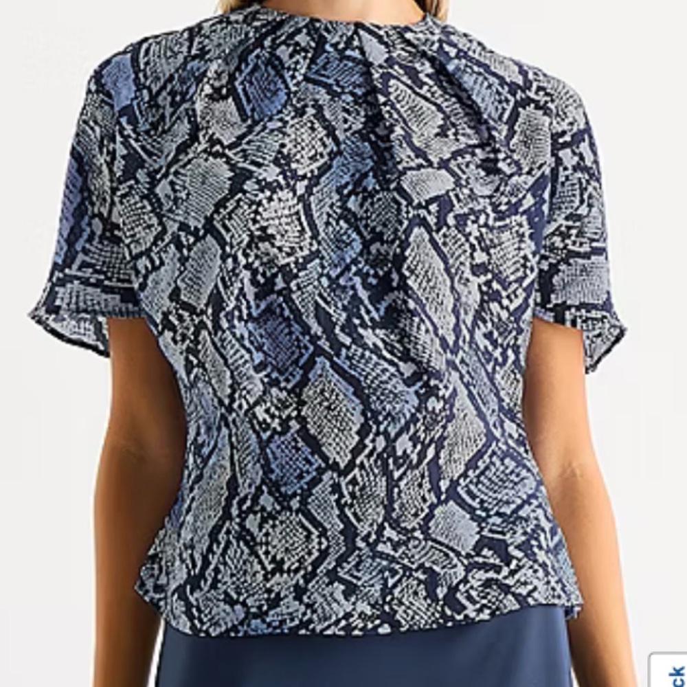Worthington Blue and Black Snake Print Blouse